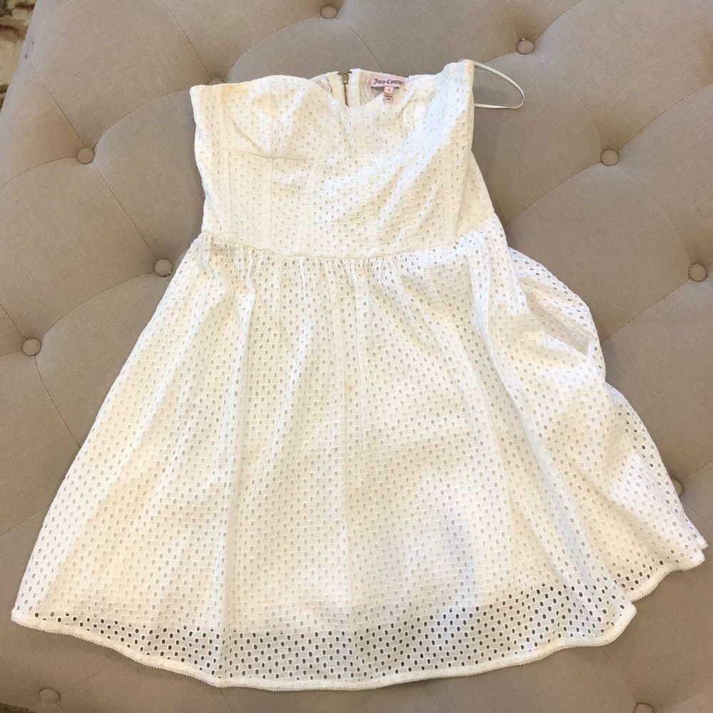 Juicy Couture Eyelet Strapless Dress - Sz 6 - Picture 2 of 8